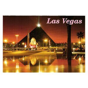 Luxor Night Light Sphinx Vintage Postcard Casino Hotel Gambling Vacation Pyramid